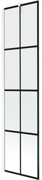 Mexen Next parawan nawannowy 1-skrzydłowy 50 x 150 cm, czarna kratka, biały - 895-050-000-00-77-20