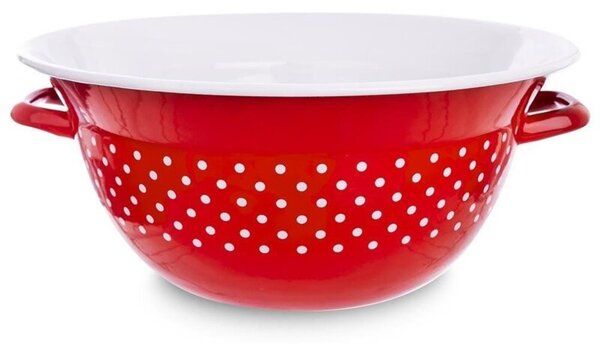 Miska kuchenna emaliowana czerwona w grochy TECKA 26 cm, 2,5 l