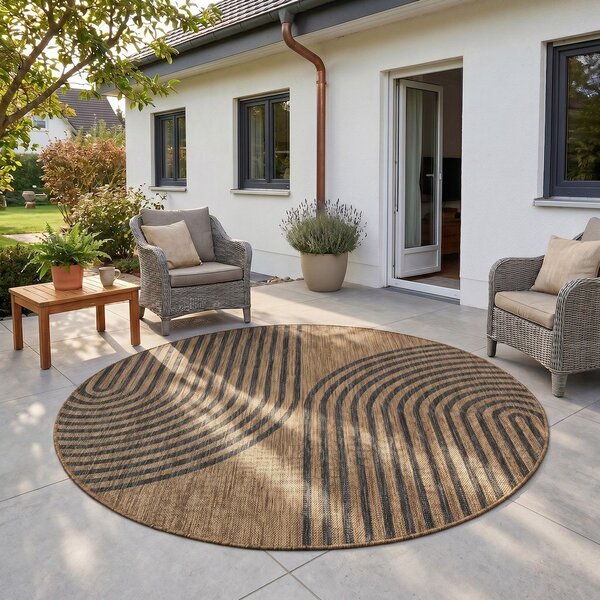 Czarny/brązowy okrągły dywan odpowiedni na zewnątrz ø 80 cm Mira 1453 – Ayyildiz Carpets