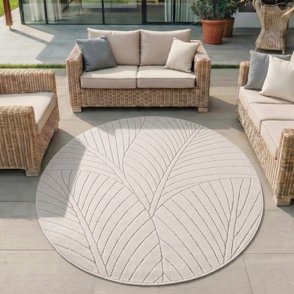 Kremowy okrągły dywan odpowiedni na zewnątrz ø 160 cm Nova 1203 – Ayyildiz Carpets