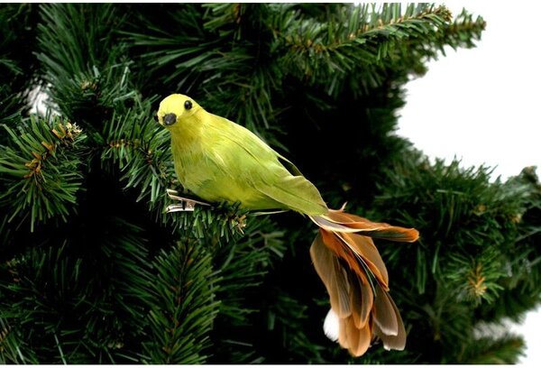 Bombka SASKA CHRISTMAS Ptaszek na klipsie 26 cm Zielony