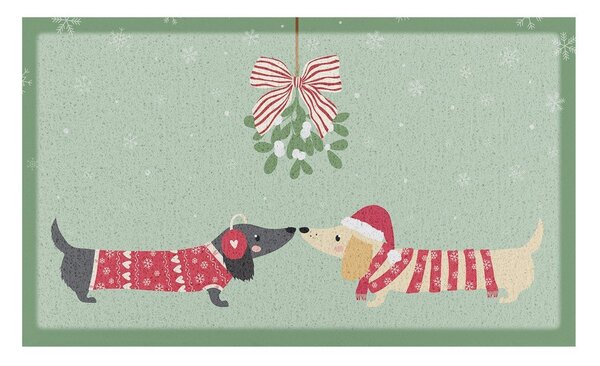 Wycieraczka ze świątecznym motywem z plastiku z recyklingu 40x70 cm Christmas Sausage Dogs – Artsy Doormats