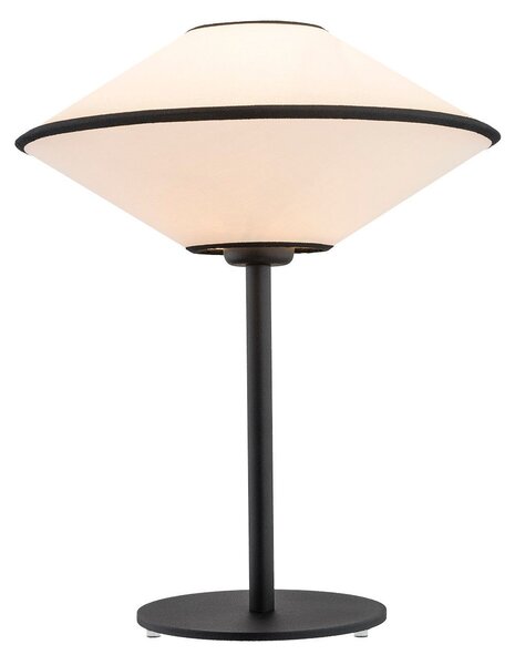 Czarna lampa stołowa vintage - Troy - beżowy abażur