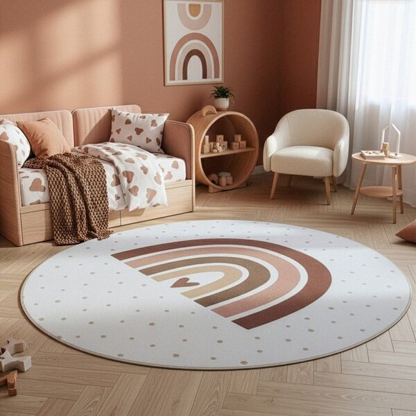 Kremowy dywan dziecięcy odpowiedni do prania ø120 cm Coco 1132 – Ayyildiz Carpets