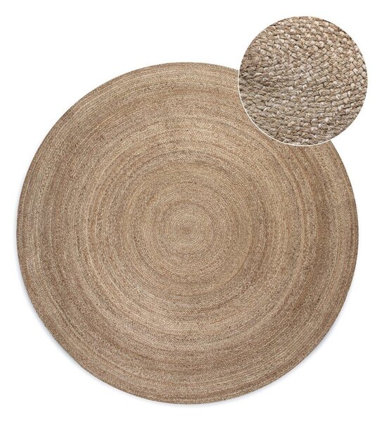 Szarobeżowy okrągły dywan z juty dwustronny ø 100 cm Braided – Hanse Home