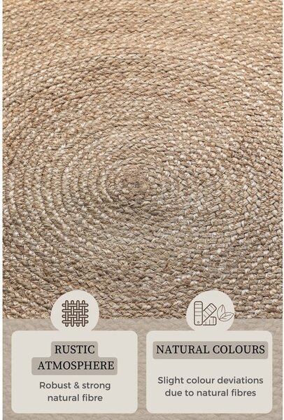 Szarobeżowy okrągły dywan z juty dwustronny ø 100 cm Braided – Hanse Home
