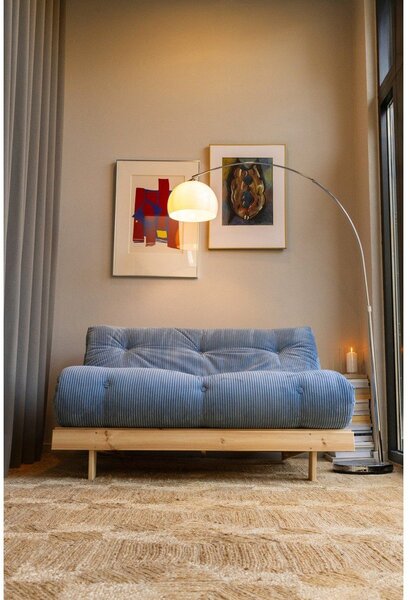 Jasnoniebieska sztruksowa rozkładana sofa 140 cm Roots – Karup