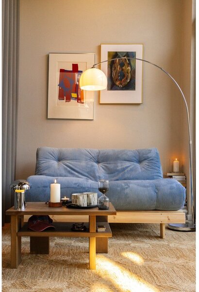 Jasnoniebieska sztruksowa rozkładana sofa 140 cm Roots – Karup