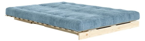 Jasnoniebieska sztruksowa rozkładana sofa 140 cm Roots – Karup