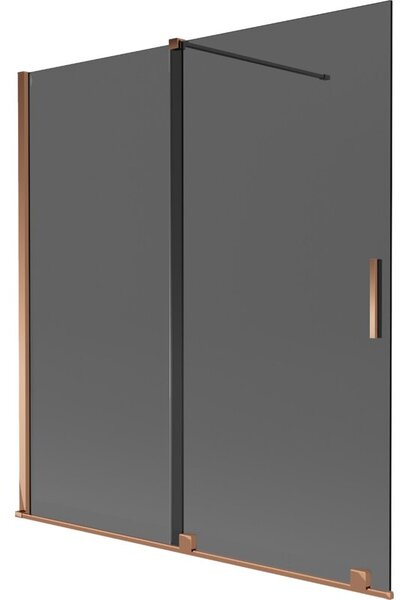 Mexen Velar parawan nawannowy 2-skrzydłowy rozsuwany 150 x 150 cm, grafit, różowe złoto - 896-150-000-41-60