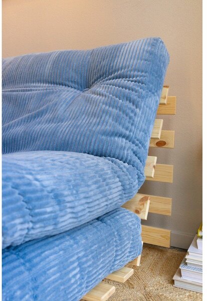 Jasnoniebieska sztruksowa rozkładana sofa 140 cm Roots – Karup