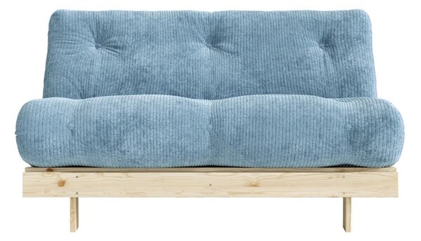 Jasnoniebieska sztruksowa rozkładana sofa 140 cm Roots – Karup