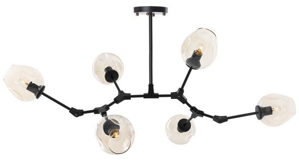 Elegancka czarna lampa Modern Orchid - 6 żarówek - szklane klosze