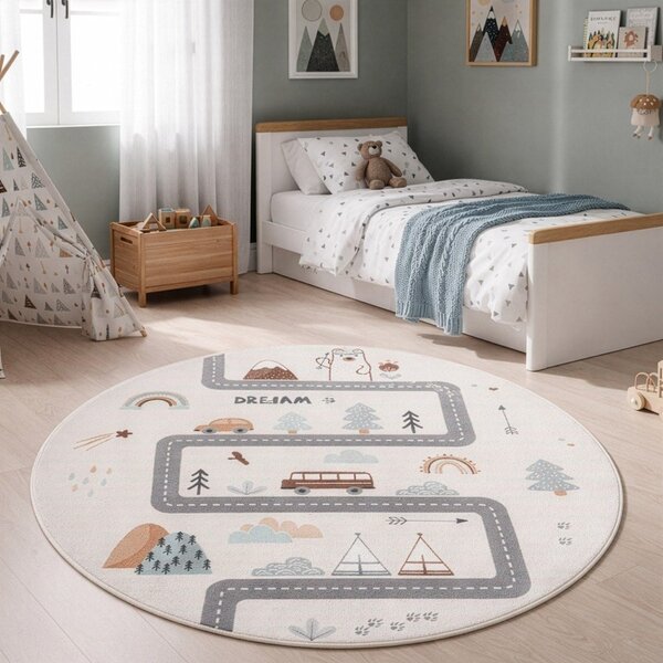 Kremowy dywan dziecięcy odpowiedni do prania ø120 cm Coco 1134 – Ayyildiz Carpets