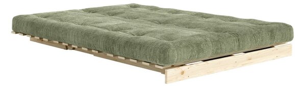 Zielona sztruksowa rozkładana sofa 140 cm Roots – Karup