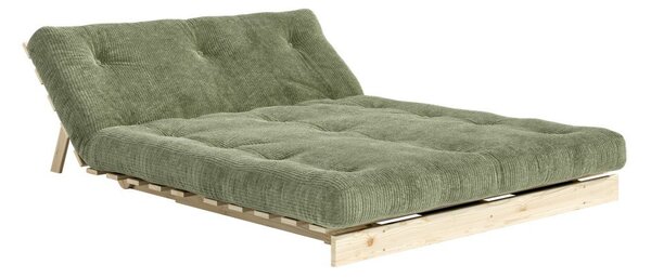 Zielona sztruksowa rozkładana sofa 140 cm Roots – Karup