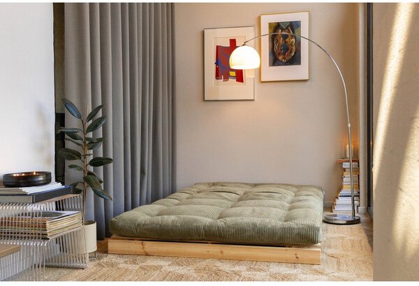Zielona sztruksowa rozkładana sofa 140 cm Roots – Karup