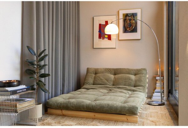 Zielona sztruksowa rozkładana sofa 140 cm Roots – Karup