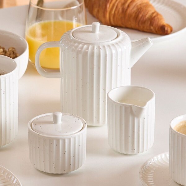 Biały dzbanek do herbaty new bone china 540 ml Ora Gloss – Salt&Pepper