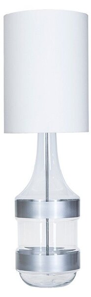 Szklana lampa stołowa Biaritz - transparentna, srebrne zdobienia
