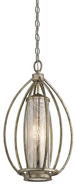 Metalowa klasyczna lampa wisząca Rosalie - szklany klosz, złota