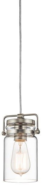 Industrialna lampa wisząca Brinley - szklany klosz, srebrne detale