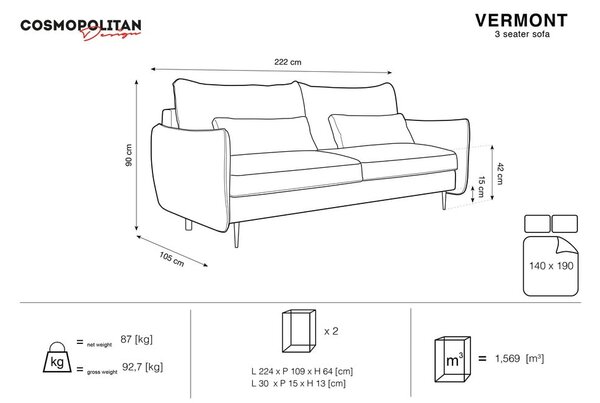 Morska sofa rozkładana ze schowkiem Cosmopolitan Design Vermont