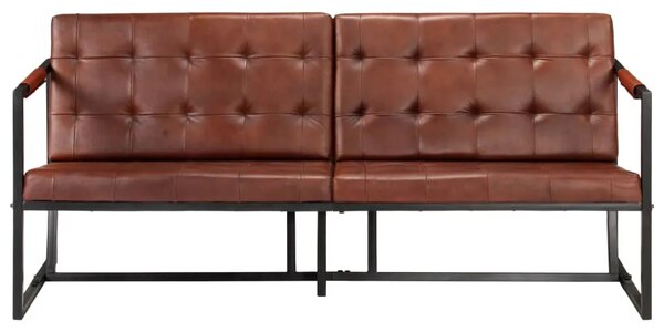 Brązowa sofa 3-osobowa ze skóry koziej K3-S88