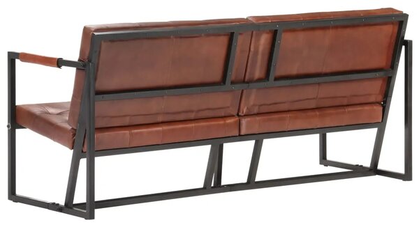 Brązowa sofa 3-osobowa ze skóry koziej K3-S88