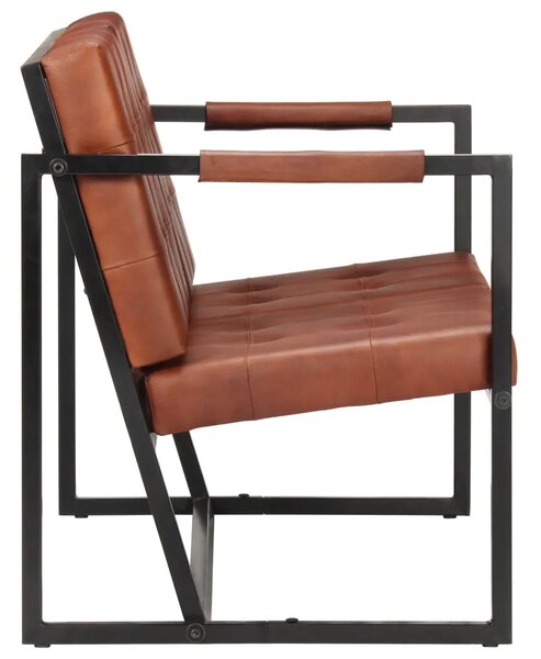 Brązowa sofa 3-osobowa ze skóry koziej K3-S88