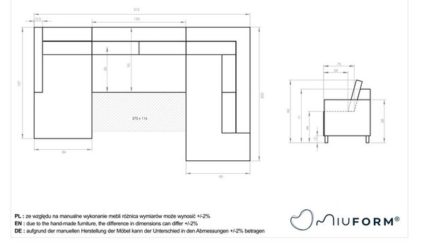 Beżowa rozkładana sofa w kształcie litery "U" Miuform Scandic Lagom, prawostronna