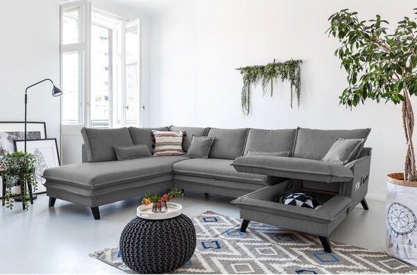 Szara rozkładana sofa w kształcie litery "U" Miuform Charming Charlie, lewostronna