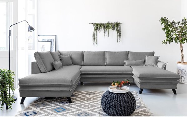 Szara rozkładana sofa w kształcie litery "U" Miuform Charming Charlie, lewostronna