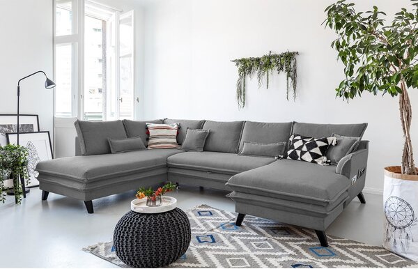 Szara rozkładana sofa w kształcie litery "U" Miuform Charming Charlie, lewostronna