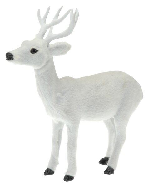 Dekoracja plastikowa z imitacją sierści Biały jeleń, 26,5 cm