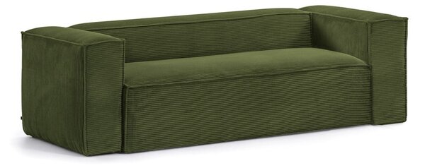 Ciemnozielona sztruksowa sofa Kave Home Blok