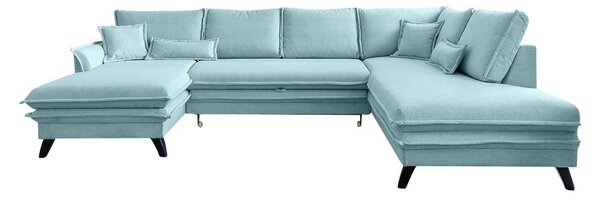 Jasnoniebieska rozkładana sofa w kształcie litery "U" Miuform Charming Charlie, prawostronna