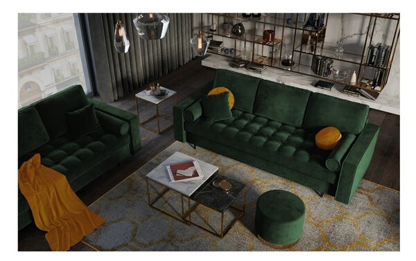 Zielona aksamitna rozkładana sofa Milo Casa Santo