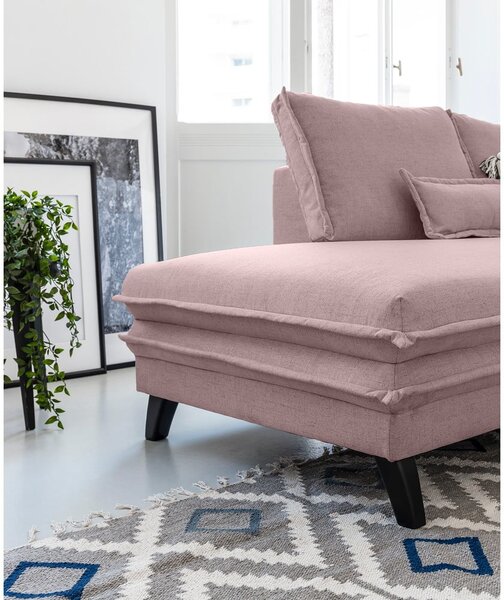 Pudroworóżowa rozkładana sofa w kształcie litery "U" Miuform Charming Charlie, lewostronna