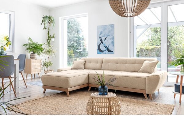 Beżowy rozkładany narożnik wielofunkcyjny Miuform Dazzling Daisy