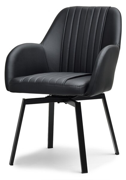 Stylowe krzesło faro czarne ze skóry eko na metalowej nodze do jadalni