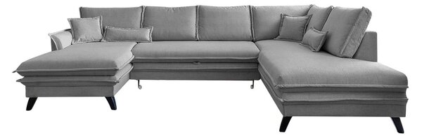 Ciemnoszara rozkładana sofa w kształcie litery "U" Miuform Charming Charlie, prawostronna