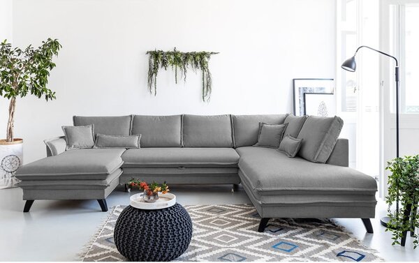 Ciemnoszara rozkładana sofa w kształcie litery "U" Miuform Charming Charlie, prawostronna