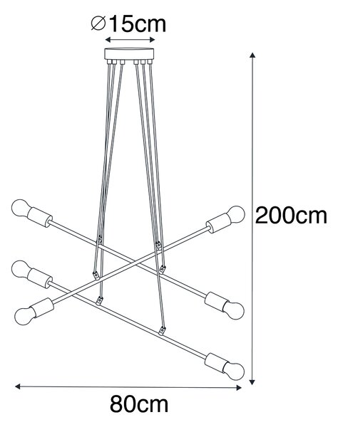 Nowoczesna lampa wisząca czarna 80 cm 6-światłowa - Sydney