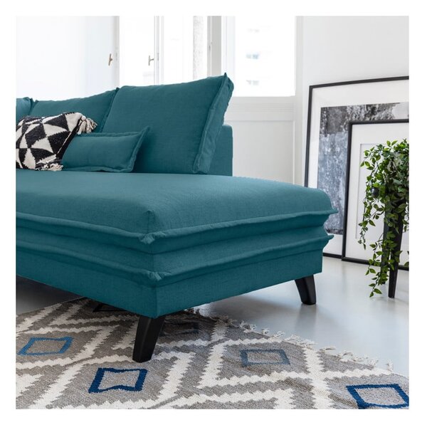 Turkusowa rozkładana sofa w kształcie litery "U" Miuform Charming Charlie, prawostronna