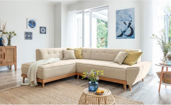 Beżowy rozkładany narożnik Miuform Dazzling Daisy L, lewostronny