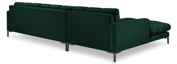 Ciemnozielony aksamitny narożnik Cosmopolitan Design Bali, lewostronny