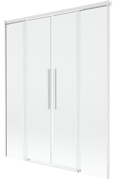 Mexen Rox parawan nawannowy 2-skrzydłowy rozsuwany 150 x 150 cm, transparent, biały - 8C9-150-002-20-00