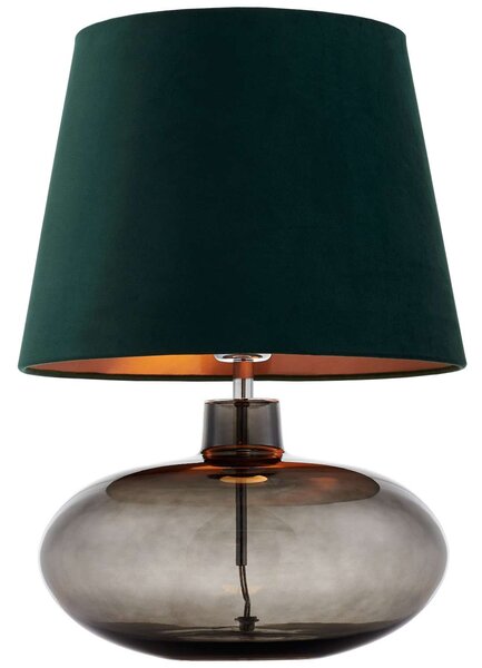 Abażurowa LAMPKA stojąca SAWA VELVET 41015113 Kaspa szklana LAMPA stołowa abażurowa miedź grafitowa zielona - zielony