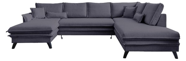 Antracytowa rozkładana sofa w kształcie litery "U" Miuform Charming Charlie, prawostronna